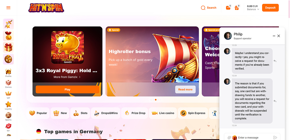 Hitnspin Casino support tested