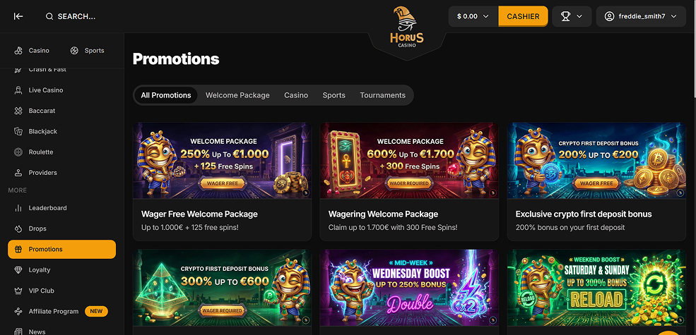 Horus Casino bonuses tested