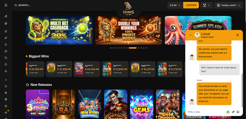 Horus Casino support tested