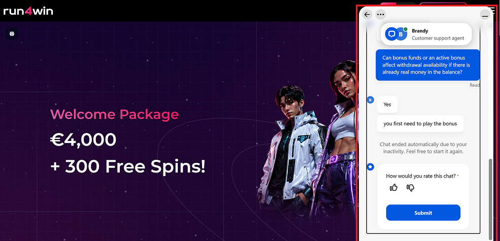 Run4Win Casino support tested