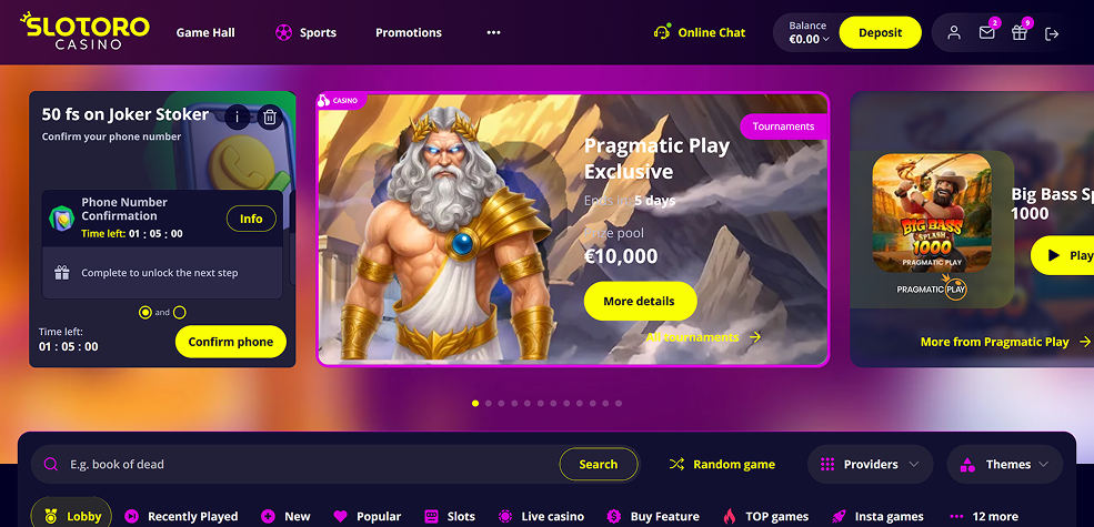 Slotoro Casino tested design