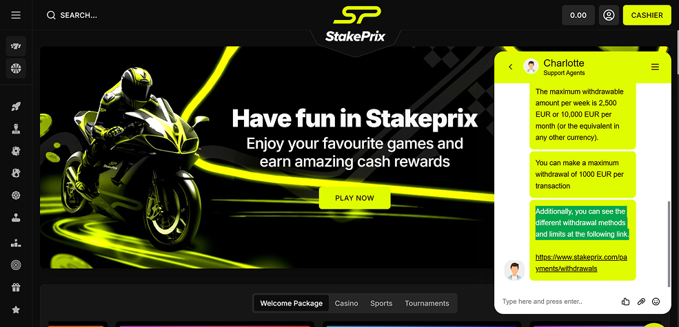 Stakeprix Casino support tested
